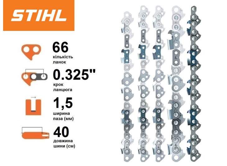 Шина Stihl 40 см, 1.5 мм, 0.325" (К095) Шина Stihl 40 см, 1.5 мм, 0.325" (К095)