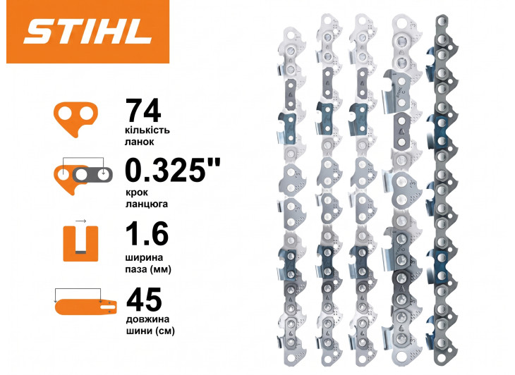 Шина Stihl Duromatic (STRONG S) 45 см, 1.6 мм (0.325", 3/8" Rapid)