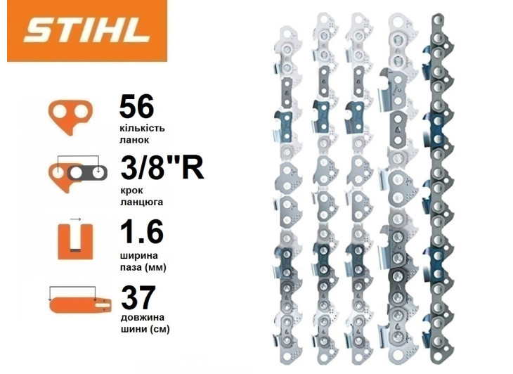 Шина Stihl Rollomatic 37 см, 1.6 мм, 3/8" Rapid Шина Stihl Rollomatic 37 см, 1.6 мм, 3/8" Rapid