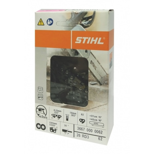 Цепь Stihl 26 RD3, 37 см, 1.6 мм, 62 зв. (с победитовой напайкой)