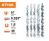 Цепь Stihl 26 RD3, 40 см, 1.6 мм, 67 зв. (с победитовой напайкой)