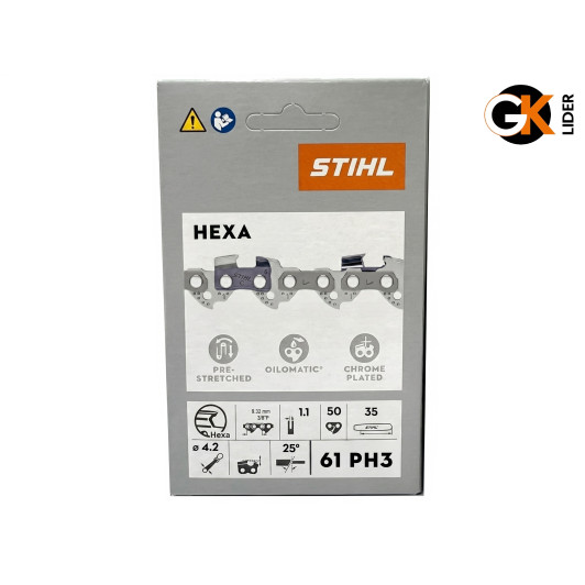 Цепь Stihl 61 PH3 HEXA, 35 см, 1.1 мм, 50 зв. Цепь Stihl 61 PH3 HEXA, 35 см, 1.1 мм, 50 зв.