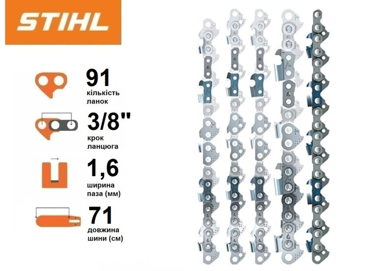 Цепь Stihl 36 RS, 71 см, 1.6 мм, 91 зв. Цепь Stihl 36 RS, 71 см, 1.6 мм, 91 зв.